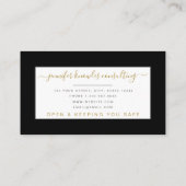 Gold Black Monogram Script Minimale Open Covid Visitekaartje (Achterkant)