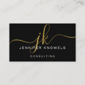 Gold Black Monogram Script Minimale Open Covid Visitekaartje (Voorkant)