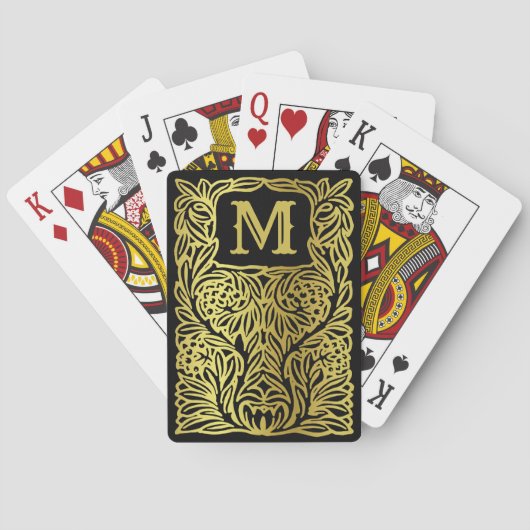 Gold Black Monogrammed  Luxury, gepersonaliseerd Pokerkaarten (Achterkant)