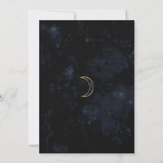 Gold Black Moon Celestial Night Starry Wedding Kaart (Achterkant)