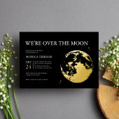 Gold Black Moon Lunar Celestial Modern Baby shower Folie Uitnodiging