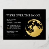 Gold Black Moon Lunar Celestial Modern Baby shower Folie Uitnodiging (Voorkant)