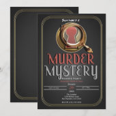 Gold & Black Murder Mystery Game Verjaardagsfeestj Kaart (Voorkant / Achterkant)