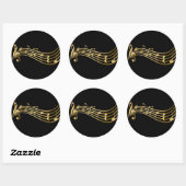 Gold&Black Muzieknoten Treble Clef Elegant Ronde Sticker (Vel)