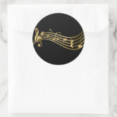 Gold&Black Muzieknoten Treble Clef Elegant Ronde Sticker (Tas)