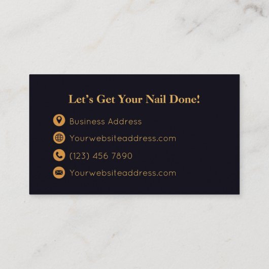 Gold Black Nail Tech Visitekaartje (Achterkant)