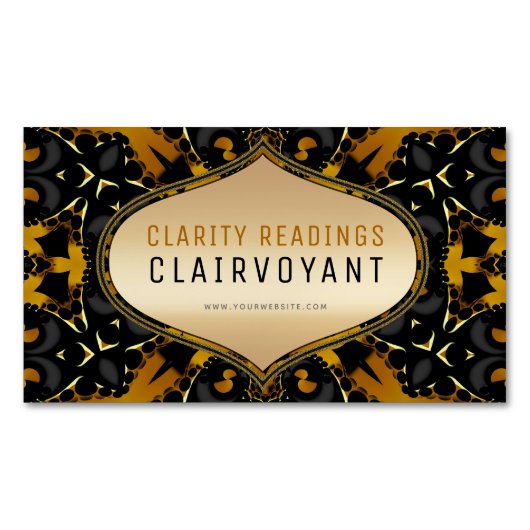 Gold Black New age Geometry Clairvoyant Readings Magnetisch Visitekaartje (Voorkant)