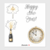 Gold Black New Year's Eve Day Celebration Sticker (Vel)
