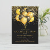 Gold & Black New Years Eve Party Kaart (Staand voorkant)