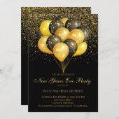 Gold & Black New Years Eve Party Kaart (Voorkant / Achterkant)