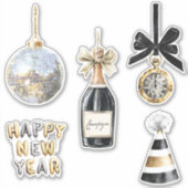 Gold Black New Year's Eve Silver Ball Celebration Sticker (Voorkant)