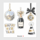 Gold Black New Year's Eve Silver Ball Celebration Sticker (Vel)