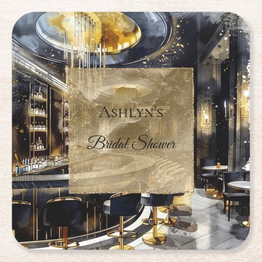 Gold Black Night Club Party Vrijgezellenfeest Kartonnen Onderzetters (Voorkant)