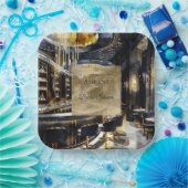 Gold Black Night Club Party Vrijgezellenfeest Papieren Bordje (Feest)