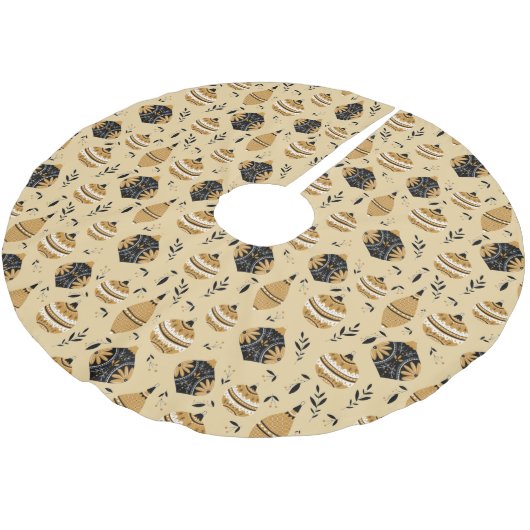 Gold Black Noordse kerstboombollen op gouden schaa Kerstboom Rok (Gekanteld)