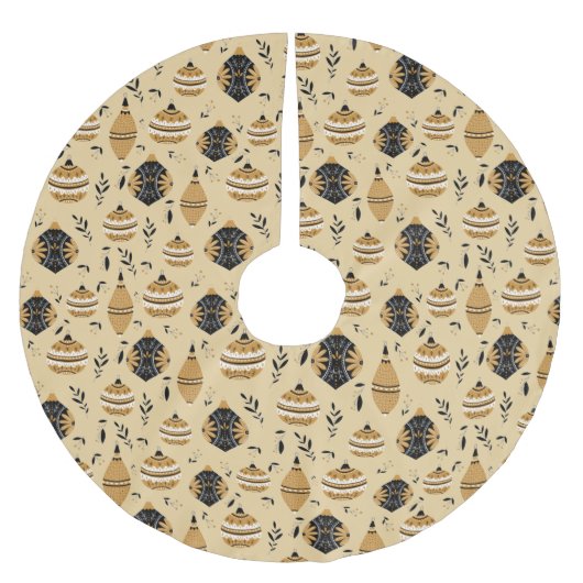 Gold Black Noordse kerstboombollen op gouden schaa Kerstboom Rok (Voorkant)
