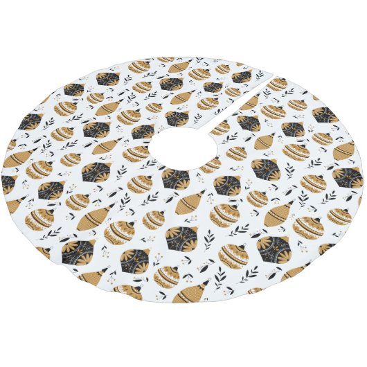 Gold Black Nordic kerstboomlamp Pattern Kerstboom Rok (Gekanteld)