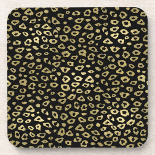 Gold Black Ombre Leopard Print Onderzetter
