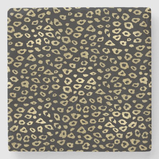 Gold Black Ombre Leopard Print Stenen Onderzetter (Voorkant)