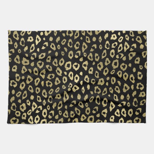 Gold Black Ombre Leopard Print Theedoek (Horizontaal)