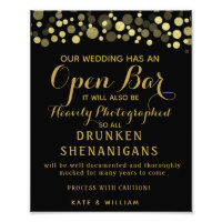 Gold & Black Open Bar voor bruiloft