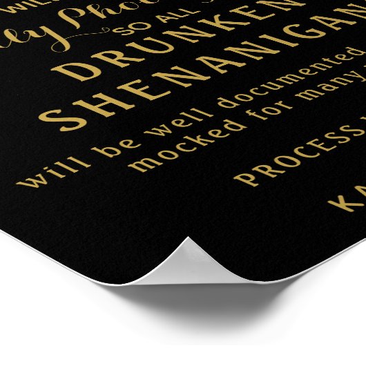 Gold & Black Open Bar voor bruiloft Poster (Hoek)