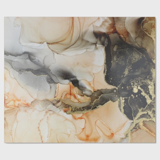 Gold Black Oranje Abstract Cadeaupapier (Vlak)