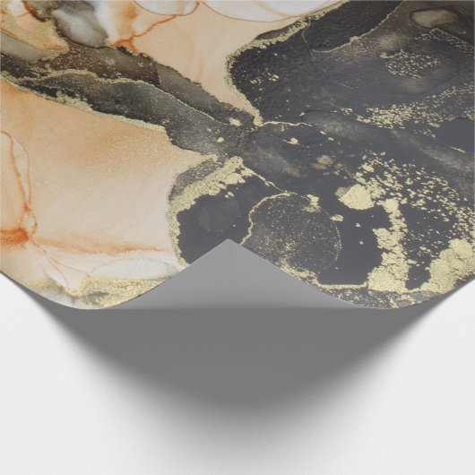 Gold Black Oranje Abstract Cadeaupapier (Hoek)