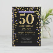 Gold Black Paarse Surprise 50e verjaardag Kaart (Staand voorkant)