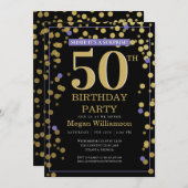 Gold Black Paarse Surprise 50e verjaardag Kaart (Voorkant / Achterkant)