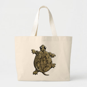 Gold Black Paisley-klimmerTurtle Grote Tote Bag