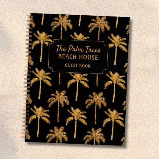 Gold Black Palm Trees Beach House Guestbook Notitieboek