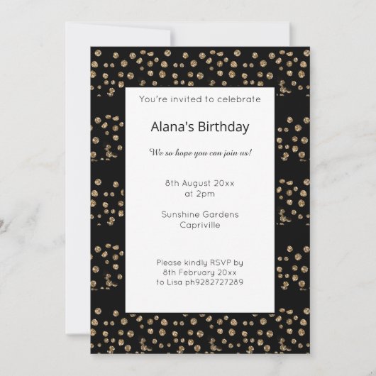 GOLD BLACK PANEL LEOPARD ANIMAAL PRINT BIRTHDAY KAART (Voorkant)