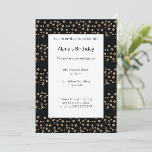 GOLD BLACK PANEL LEOPARD ANIMAAL PRINT BIRTHDAY KAART (Staand voorkant)
