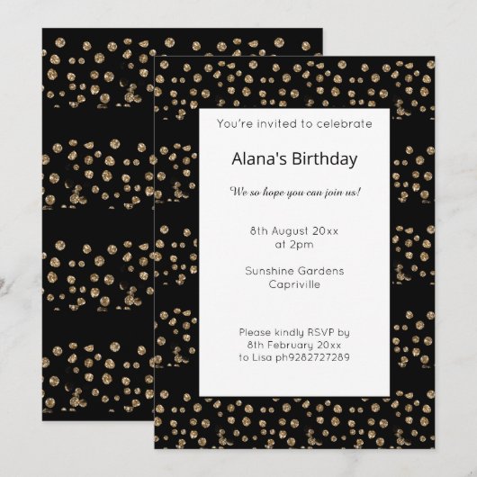 GOLD BLACK PANEL LEOPARD ANIMAAL PRINT BIRTHDAY KAART (Voorkant / Achterkant)