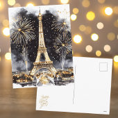 Gold Black Paris Eiffel Tower Happy New Year Feestdagenkaart