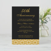 Gold Black Pattern 50th Wedding Jubileum Kaart (Staand voorkant)