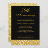Gold Black Pattern 50th Wedding Jubileum Kaart (Voorkant / Achterkant)