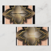 Gold Black & Peach Exotic Chic Flower Elegant Glam Visitekaartje (Voorkant / Achterkant)
