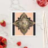 Gold Black & Peach Exotic Chic Flower Party Servetten (Insitu)