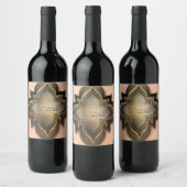 Gold Black & Peach Exotic Chic Flower Wine Labels Wijn Etiket (Flessen)