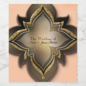 Gold Black & Peach Exotic Chic Flower Wine Labels Wijn Etiket (Enkel label)