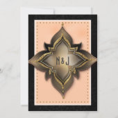 Gold Black & Peach Exotic Flower Party-uitnodiging Kaart (Achterkant)
