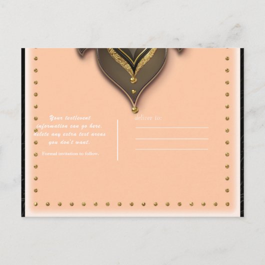 Gold Black & Peach Exotic Flower Save the Date Aankondigingskaart (Achterkant)