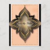 Gold Black & Peach Exotic Flower Save the Date Aankondigingskaart (Voorkant)