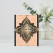 Gold Black & Peach Exotic Flower Save the Date Aankondigingskaart (Staand voorkant)