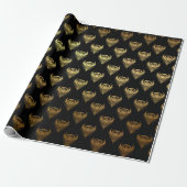 Gold Black Peacock Feathers Elegant Classic Cadeaupapier (Uitgerold)