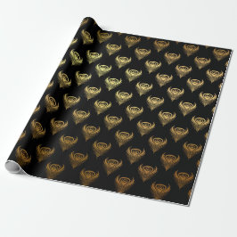 Gold Black Peacock Feathers Elegant Classic Cadeaupapier