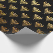 Gold Black Peacock Feathers Elegant Classic Cadeaupapier (Hoek)