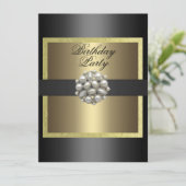 Gold & Black Pearl Design verjaardagsuitnodiging Kaart (Staand voorkant)